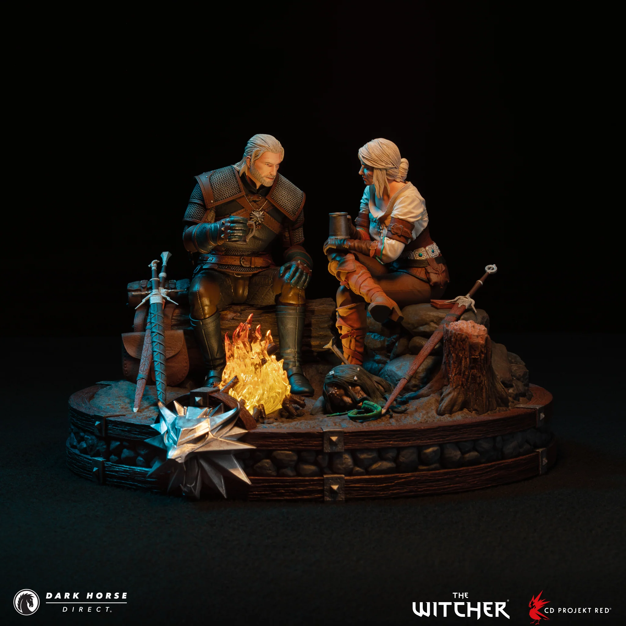 The Witcher: Geralt and Ciri Fireside Premium Statue - Image 13